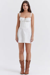 white corset mini dress