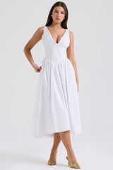 white cotton corset sundress