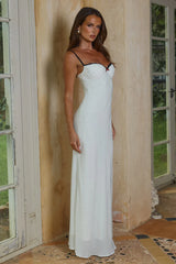 CHARLOTTE  BUSTIER SLIP MAXI DRESS - IVORY/BLACK POLKA