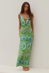 LIVIA HALTER COWL MAXI DRESS - INDIANA GREEN