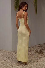 LENE SCOOP NECK KNIT MAXI DRESS - LEMON