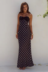 KADIE OFF SHOULDER MAXI DRESS - BLACK/WHITE POLKA