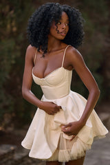 vintage cream tulle mini dress