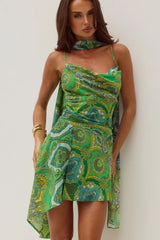 ALORA SCOOP NECK MINI DRESS - INDIANA GREEN