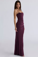 dark cherry corset maxi dress