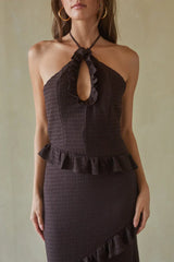 Vanita Ruffled Halter Maxi Dress