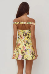 AVETA OFF SHOULDER MINI DRESS - KENDALL YELLOW