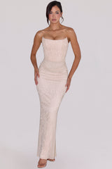 champagne hand embellished beaded bridal gown
