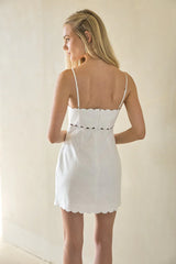 Paulina Scallop Linen Mini Dress