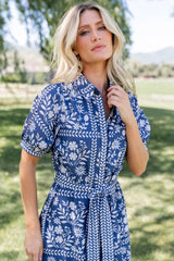 Karla Midi Dress | Deep Slate + White Floral