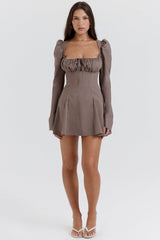mocha long sleeve mini dress