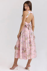 pink floaty chiffon midi sundress