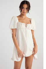ivory georgette mini dress - sale