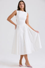 white twill midi sundress