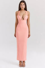 sorbet crepe halter maxi dress