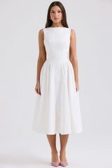 white twill midi sundress