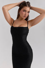 black pearl embellished maxi dress