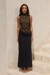 CASANA HIGH NECK MAXI DRESS - BLACK