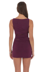 Lace Cutout Bodycon Dress in Plum