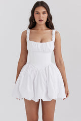 white cotton tulle mini dress