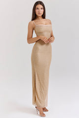 seapearl embellished maxi dress