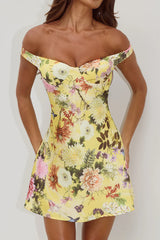 AVETA OFF SHOULDER MINI DRESS - KENDALL YELLOW