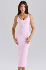 baby pink midi bandage dress