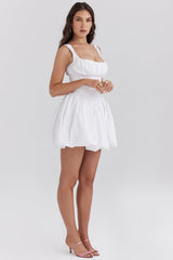 white cotton tulle mini dress