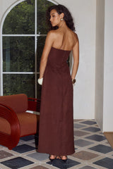 MARTHA STRAPLESS MAXI DRESS - CHOCOLATE
