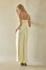Adrianna Satin Ruffle Maxi Dress