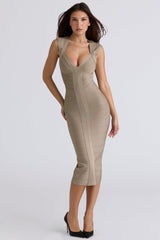 latte bandage midi dress