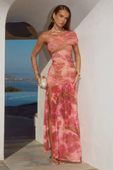 MISAKI ONE SHOULDER MAXI DRESS - MOANA PINK