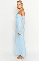 Odette Light Blue Long Sleeve Formal Maxi Dress