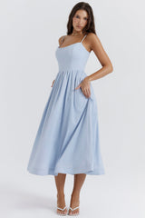 soft blue corset sundress