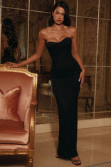 black lace corset maxi dress