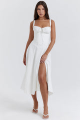 white bustier sundress