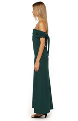 Erica Teal Crepe Off the Shoulder Maxi Dress