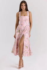 pink floaty chiffon midi sundress