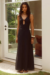 UNITY LOW PLUNGE MAXI DRESS - BLACK