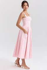 strawberry shortcake gingham midi sundress