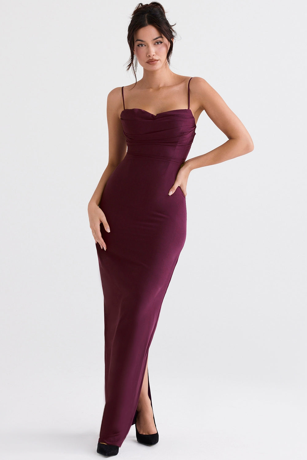 merlot corset maxi dress