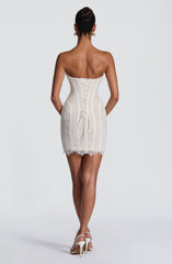 Sian Mini Dress - Ivory Embellishment