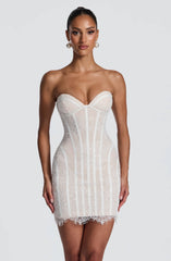 Sian Mini Dress - Ivory Embellishment